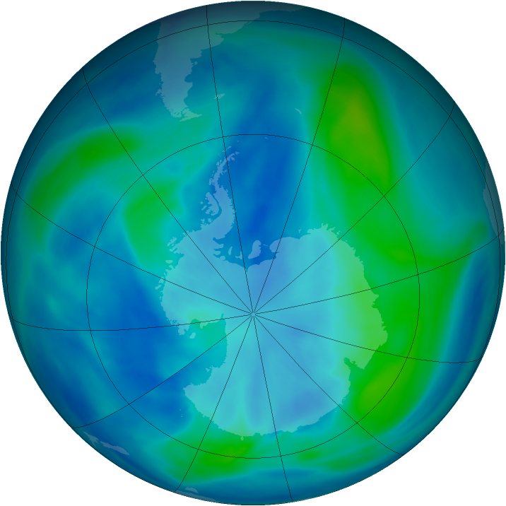 Antarctic ozone map for 17 March 2007